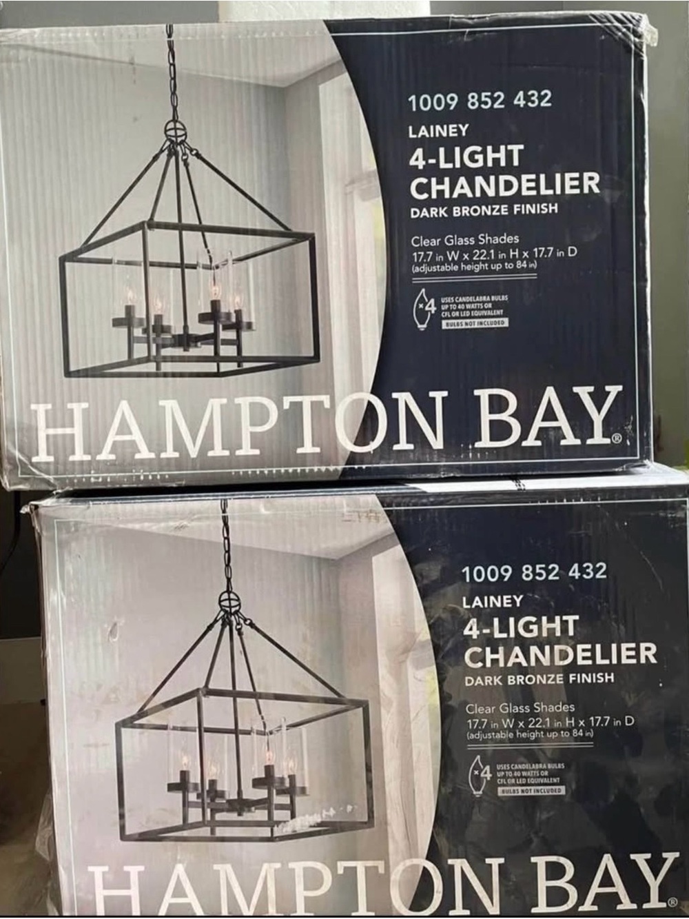 TWO SETS Hampton Bay Lainey 4-Light Chandelier in Dark Bronze